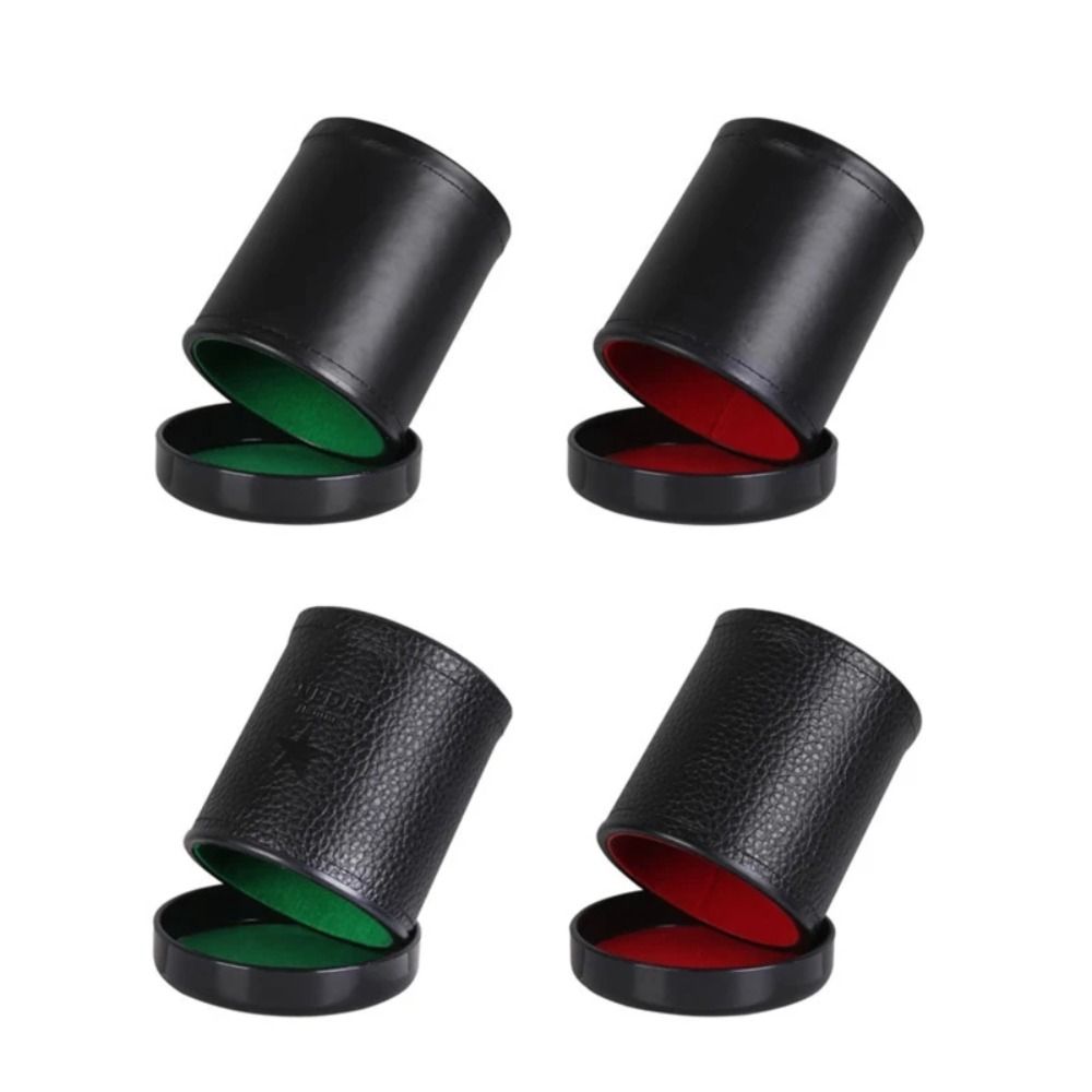 Party Games Using Cups - 高品質で快適な蓋付きダイスカップ、緑と赤の革張り、便利なボードゲーム用、黒の耐久性のあるパーティーダイスカップ