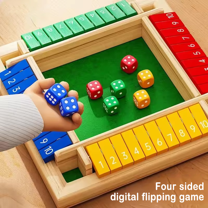 Party Games For 7 People - ボックスゲーム 木製サイコロ 四面フリップカード 2～4人用 大人 子供