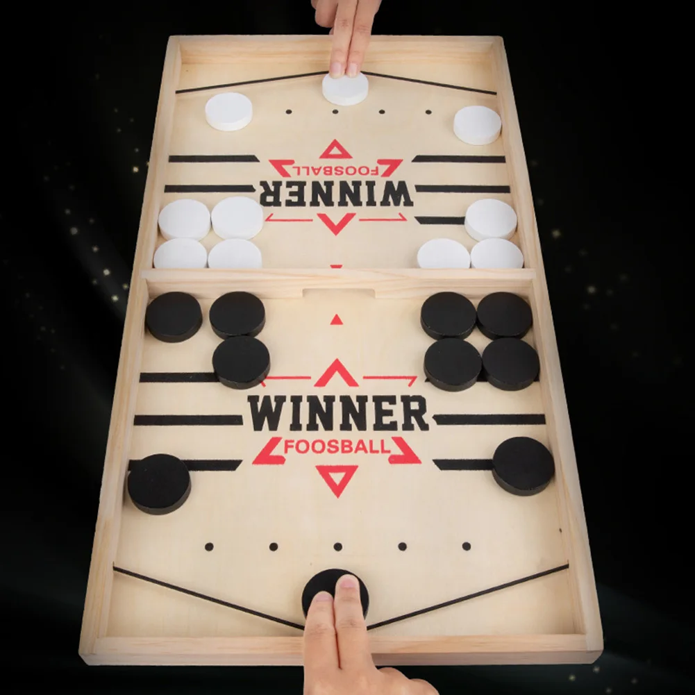 Party Games For 7 People - 木製スリングパックボードゲーム、ホッケーパーティーゲーム、ファストパック、面白い家族のテーブル、2人、10発の弾丸でおもちゃと戦う