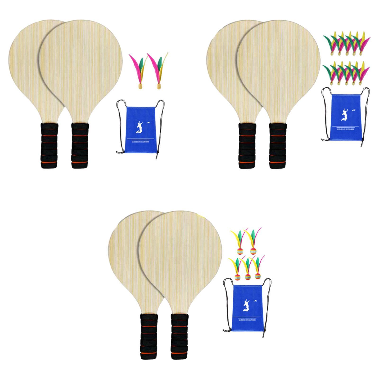 2個の木製バドミントンパドルセット ボールと収納ポーチ付き  - Badminton Set Garden のレビューと価格