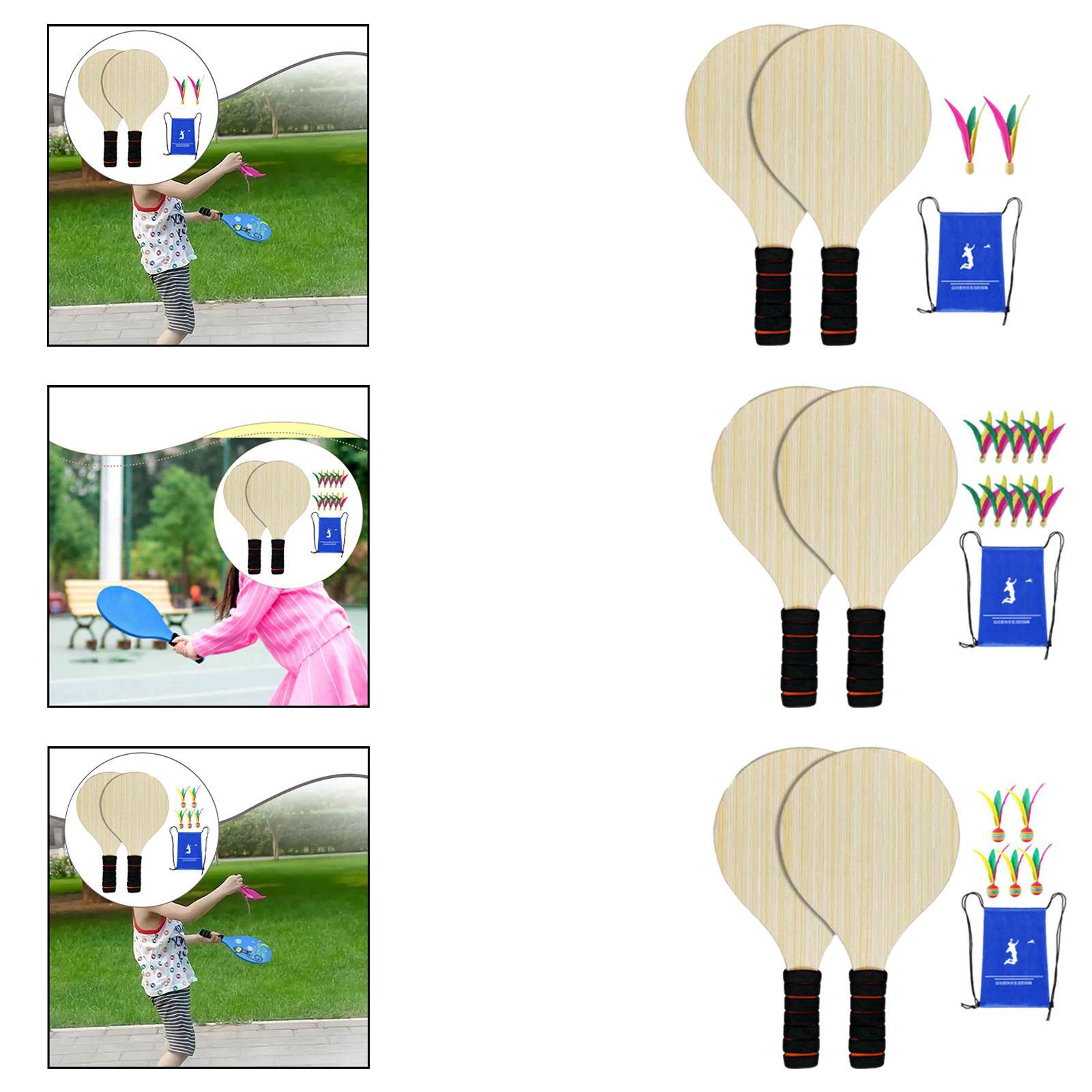 2個の木製バドミントンパドルセット ボールと収納ポーチ付き  - Badminton Set Garden のレビューと価格