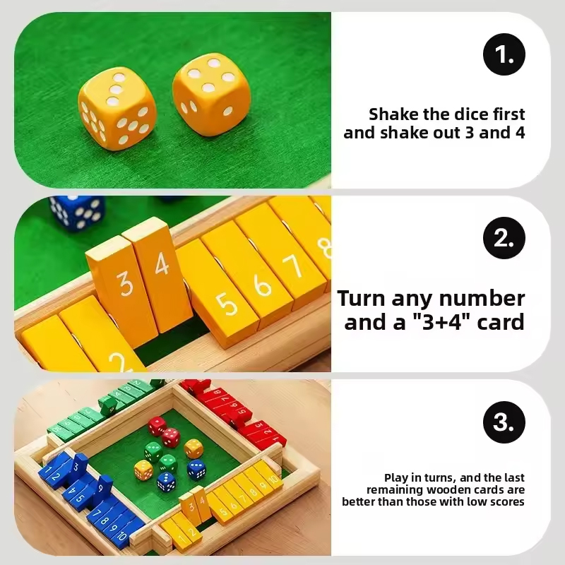 ボックスゲーム 木製サイコロ 四面フリップカード 2～4人用 - Party Games For 7 People のレビューと価格