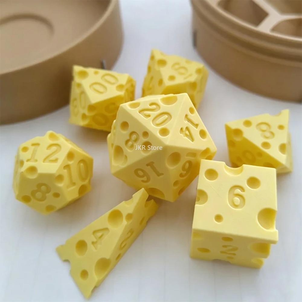 3Dプリントチーズダイスセット、D4 D20ダイスセット付き - Party Games Classic のレビューと価格